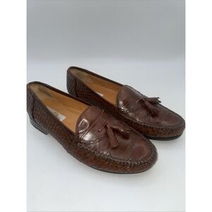 Mezlan Coral‎ Tassel Woven Loafers Shoes Mens 10 Brown Leather Handmade In Spain